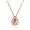 namana Collana Rosa con Ciondolo a Goccia, Collana Donna Oro Rosa con Zircone Rosa Champagne a Forma di Pera, Collana per Donna e Ragazza, Bigiotteria con Confezione Regalo