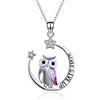 YFN Sterling Silver Owl Pendente Collana Gioielli Regalo Moon Star Never Give Up Lspirazione Collana per le Donne Ragazze