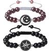 COAI Coppia di Bracciali della Distanza per Lui e per Lei in Onice Opaco e Lepidolite con Amuleto Sole Luna