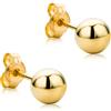 OROVI Orecchini Sfera Orovi in Oro Giallo Lucido, Vero Oro 9KT 375, Orecchini Piccoli a lobo, Orecchini Bottone 5 mm di diametro, ipoallergenici con perno e chiusura a farfalla a pressione.