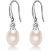 Jiahanzb Pearl Earrings Pearl Drop Earrings 925 Sterling Silver Women