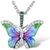 Namana Splendida Collana Donna Argento 925 con Ciondolo a Forma di Farfalla, per Donna e Ragazza, con Pietre Zirconi Verde e Bianchi e Dettagli Colorati Smaltati