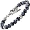 10:10 Bracciale con pietre naturali ossidiana da 6 mm, beads in acciaio inox, bracciale molto resistente prodotto in Italia