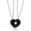 COAI Collane Doppio Cuore in Acciaio Inox con Ciondoli metà Cuore in Ossidiana, Regalo per Innamorati