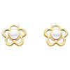 Monde Petit 18 K Yellow Gold flower pearl Baby Earrings