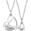 EUDORA Harmony Ball EUDORA Collana madre e figlia per le donne Doppio cuore 2 catene argento sterling 925 per mamma nonna madri regali di giorno, 45 cm
