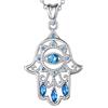 EUDORA Harmony Ball Collana Fatima Mano di Hamsa per Donna Argento Sterling 925 con Pendente Amuleto Malocchio per Sorelle Ragazza Regalo Gioielli Donna, 45CM