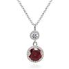 namana Elegante Collana con Ciondolo. Collana a Forma di Doppia Pendente Color Rosso Rubino o Zaffiro Blu. Collana a Catena di Lunghezza Regolabile Placcata in Rodio Color Argento (Rosso)