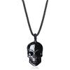 COAI Collana Teschio da Uomo Ciondolo in Ossidiana Nera, Collana Gotica da Uomo Laccio Regolabile con Ciondolo Teschio in Pietre Naturali Benefiche