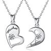 EUDORA Harmony Ball EUDORA Cuore Madre Figlia Collana Doppia Catena per Donna S925 Argento Sterling Doppio Ciondolo per Mamma e Figlia Gioielli Regalo Festa della Mamma, 45 cm