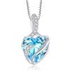 FJ Collana Donna Cuore in Argento Sterling 925 Collane con Ciondolo Acquamarina Marzo Pietra Portafortuna Gioielli Regalo per lei Amiche Moglie Mamma Donna