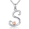 CELESTIA Donna Collana Iniziali Lettera S, Alfabeto e Cuore Ciondolo Gioielli di Argento Sterling 925 e Oro Rosa