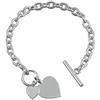 Strictly Gifts Braccialetto in argento Sterling con doppio ciondolo a forma di cuore e chiusura a olivetta con barra e anello.