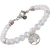 10:10 Bracciale Donna Con Pietra di Luna Naturale da 6 mm e Pendente Albero Della Vita, Colore Avorio-Bianco, Braccialetto Artigianale Regolabile in Acciaio Inox - Made In Italy (Pietre di Luna)