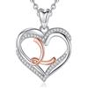 INFUSEU L Collana Iniziale Cuore Donna, Lettera Gioielli Cubic Zirconia CZ Ciondolo Senza Collo per Donna Regali Femminili Romantico, Catena da 20 Pollici