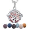 EUDORA Harmony Ball Collana Aromaterapia Oli Essenziali Diffusore albero della vita Pendente per Donne Ragazze Gioielli Bel Regalo, 7PCS Pietra vulcanica, 61 cm