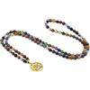 COAI Collana di Perline di Pietre Naturali da Uomo e da Donna, Collana Mala 108 Perle Annodate a Mano con Ciondolo Fiore di Loto Namaste della Vita in Acciaio Inox