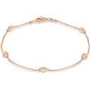 Tuscany Silver Bracciale da donna in argento sterling con sfere e catena Trace placcato oro rosa e taglio diamante 19cm/7.5