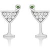 Diamond Treats Piccoli Orecchini Argento 925 in Vetro da Cocktail, Orecchini Bicchiere da Martini per Donna e Ragazza, Orecchini Donna Argento 925 con Pietre Zirconi