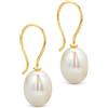 Orovi Orecchini Donna Oro Giallo 14KT Orecchini Pendenti con 2 Perle Coltivate ovali, Made in Italy, gioiello anallergico confezionato in un elegante astuccio portagioie