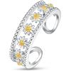 KINGWHYTE Anello da donna a forma di margherita, in argento Sterling 925, regolabile, con fiore, anello aperto, regalo di compleanno o di Natale, per ragazze, 8, Gemma