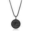 COAI Collana in Acciaio Inox con Pendente Occhio di Horus in Ossidiana
