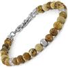 10:10 Bracciale Energetico Pietre Naturali Da 6 mm, Beads In Acciaio Inox Diamantati - Stile Minimal e Casual - Regolabile, Elegante, Resistente - Made In Italy