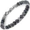 10:10 Bracciale Uomo Donna Pietre Naturali Di Labradorite 6 mm, Braccialetto In Acciaio Inox - Regolabile, Resistente, Elegante - Made In Italy