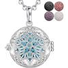 INFUSEU Collana con pendente a forma di medaglione in argento con aromaterapia e olio essenziale con 5 fili di pietra lavica perline 24 regali per signora (Fiori di datura)