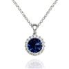 Namana Halo Collana con Pietre Colorate - Argento con Zirconia Cubica Blu, Verde o Azzurra o Oro Rosa con CZ Rossa - Ciondolo per Donna