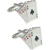 COLLAR AND CUFFS LONDON Gemelli Camicia Uomo Argento Colorato - Con Scatola - Quattro Assi - Ottone - Carte Gioco Giochi Poker Magia Mago - Un Paio