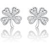 Diamond Treats Orecchini Quadrifoglio in Argento 925, Piccoli Orecchini Quadrifoglio per Donna e Ragazza, Orecchini Donna con Pietre Zirconi in Argento, Oro Giallo o Oro Rosa.