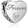 LaMenars - Charm in argento Sterling 925, a forma di cuore, compatibile con braccialetti e collane Pandora, Chamilia e braccialetti europei e Argento, colore: I Love You Forever, cod. LALV001