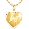 CPSLOVE Collana con Foto a Cuore, Ciondolo in Acciaio Inossidabile da Donna Ragazza, Collane con Farfalla, Collana commemorativa, può Mettere Foto, Intagliare Modello di Farfalla