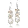 Tuscany Silver Orecchini pendenti con perla e quarzo rosa in argento sterling per donna