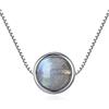 COAI Collana da Donna In Argento placcato Platino con Pendente Circolare in Labradorite, Ciondolo Chakra in Pietre Benefiche Naturali Genuine