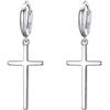 EVER FAITH Orecchini Argento,EVER FAITH Croce per donne, 925 Argento Orecchini, Huggie a cerchio con Pendente