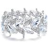 Clearine Braccialetto Matrimonio Sposa Bracciale per Donne Marquise-Forma Foglia Tratto Bangle