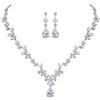 SNORSO MASOP, set di collana e orecchini con design con foglie di zirconia cubica trasparente AAA e ciondolo a goccia, gioielli per matrimoni, eventi e feste