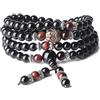 COAI Bracciale Collana 108 Perle Mala in Onice e Occhio di Tigre Rosso con Inserto Testa del Buddha, Bracciale Rosario da Preghiera in Pietre Naturali