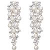 Clearine Orecchini Donna Matrimonio Nuziale Cristallo Avorio Colore Perla Simulata Multi Perline Grappolo Lampadario Ciondolano Trasparente Argento-fondo