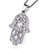 Friggem Collana a mano Hamsa, gioielli con ciondolo in argento sterling 925 per donna uomo, regalo di gioielli con ciondolo collane a mano diabolica vintage di Fatima, fascino sacro del loto Percorso di simbo