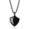 COAI Collana da Uomo con Ciondolo Scudo della Fede in Ossidiana Nera, Collana Ossidiana da Uomo Regolabile con Pendente in Pietra Naturale