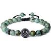 COAI Bracciale da Uomo con Perline di Turchese Africano e Charm Leone in Rame, Bracciale Turchese da Uomo Regolabile con Pietre Dure