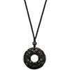 coai Collana Unisex con Pendente Circolare Forato con Pixiu Intarsiato in Ossidiana Nera