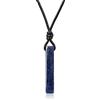 COAI Collana in Vera Pelle con Pendente Barra Rettangolare in Sodalite per Uomo e Donna