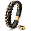 SERASAR Bracciale Uomo Pelle 20cm Oro Regalo Braccialetto Uomo Cuoio Aggiustabile Magnetico Bracciali Braccialetti Perline Bigiotteria Bracialetto Cinturino Braciale Bambino Mens Bracelet Braciale