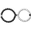 COAI Coppia di Bracciali della Distanza in Howlite e Ossidiana con Perla Magnetica in Argento Sterling