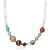 COAI Collana Unisex in Howlite con Pianeti del Sistema Solare Sole e Luna