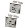 COLLAR AND CUFFS LONDON Gemelli Camicia Uomo Medico - Con Scatola - Trust Me I'm A Doctor - Ottone - Consulente Ospedale - Argento Colorato - Un Paio